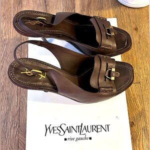 Yves Saint Laurent brown leather sandals